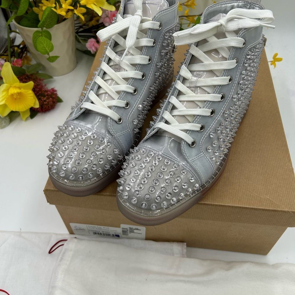 Men’s Christian Louboutin  spiked  high top sneakers size 41 made in Italy - Picture 9 of 12